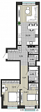 Планировка: 2-комнатная · 77,11 м², Дом на Салтыкова-Щедрина