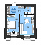 Планировка: 1-комнатная · 43,22 м², Традиции